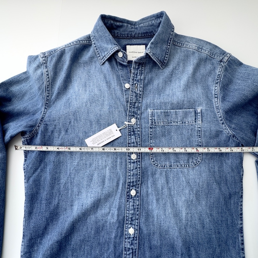 American Eagle Outfitters Blue Denim Button-Down Shirt XS NWT - Picture 4 of 7